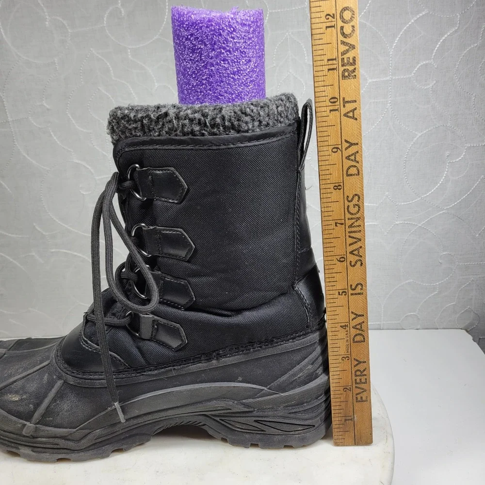 Eddie Bauer Shane Snow Boots 10 Mens Black Faux Leather  display picture 3